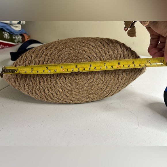 Gap jute tote bucket bag Tan Woven pink yellow blue Handle Beach Vacation NWT - Picture 7 of 8